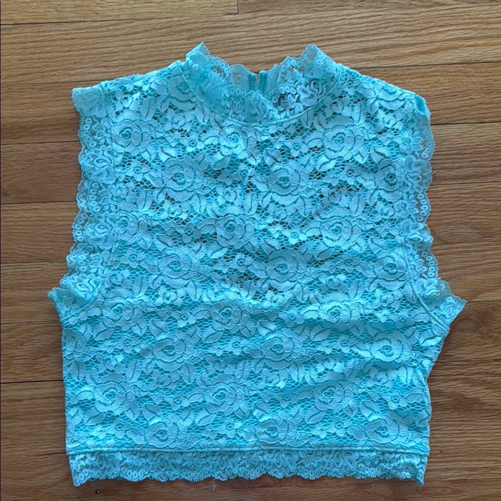 Elegant Lace Sleeveless Top - Blue